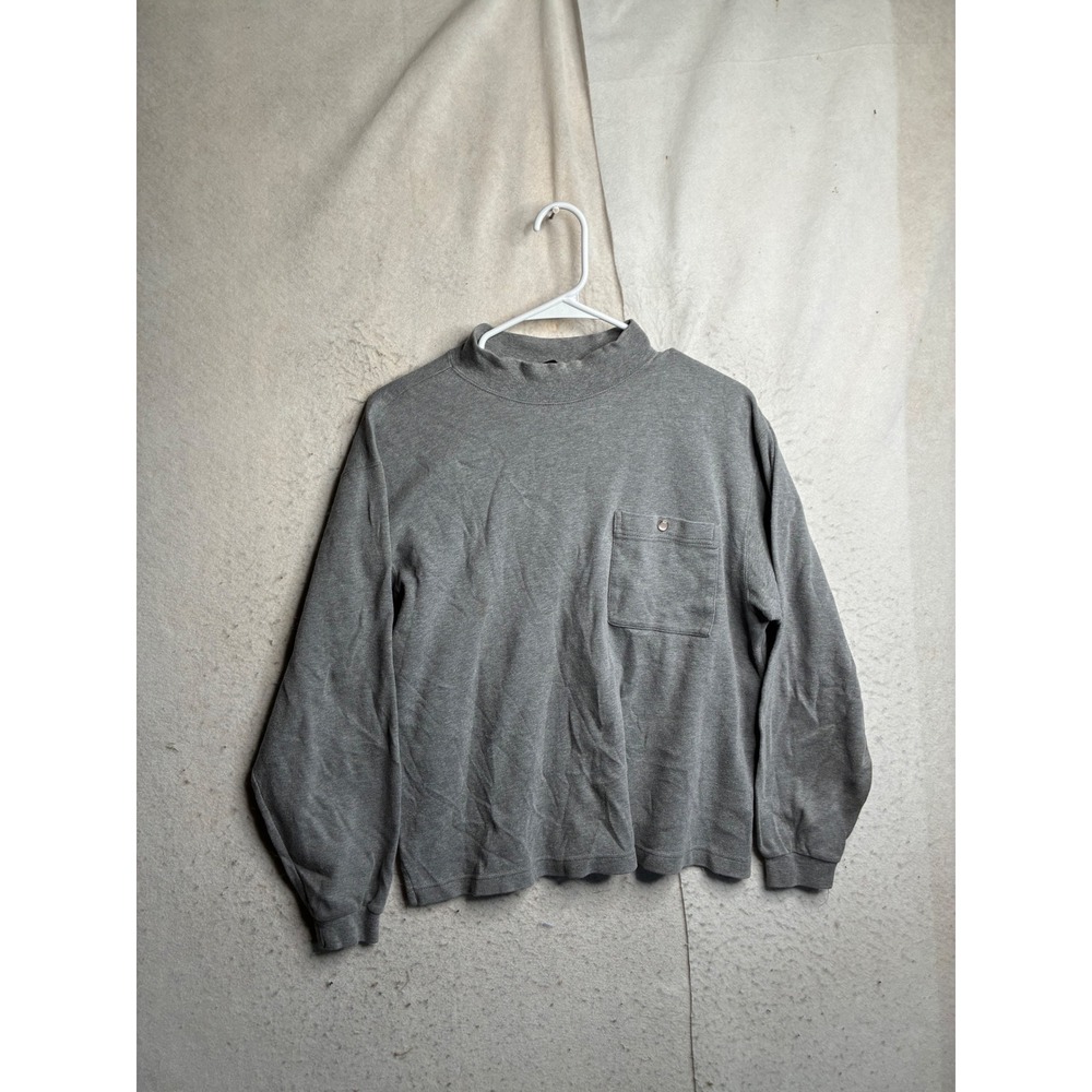 Lizsport Liz Claiborne Gray Mock Neck Long Sleeve Pocket T-Shirt Mens Medium